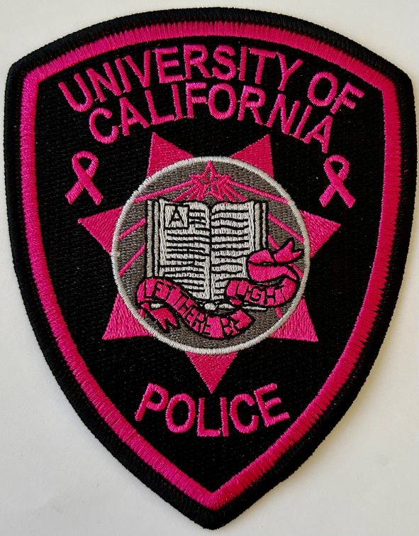 UNIVERSITY OF CALIFORNIA POLICE DARK PINK SHOULDER PATCH - SEW ON.